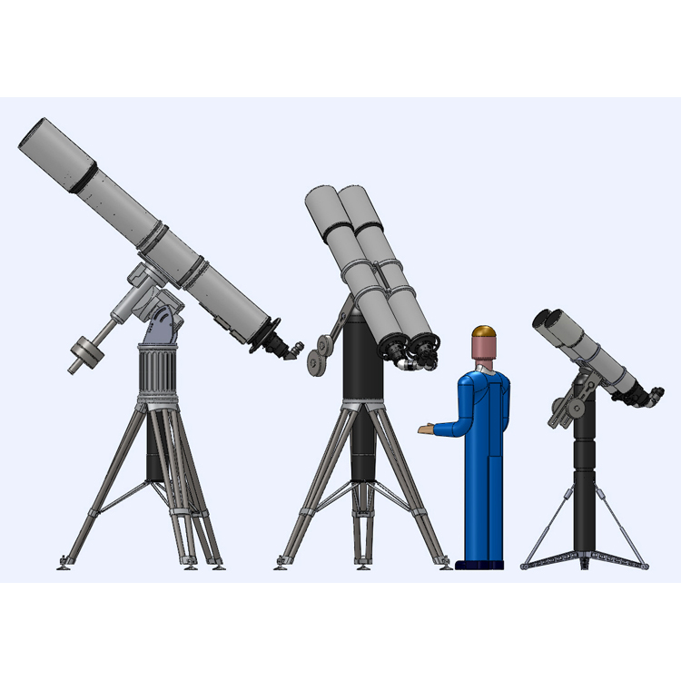 Left to Right Telescope Comparisons: APO250VT F/8.8 Mono, APO200FL F/8 Bino, APO140FL F/7 Bino.