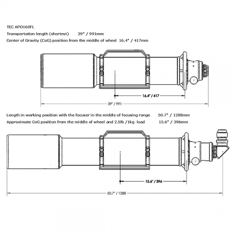 APO160FL F/7 Dimensions